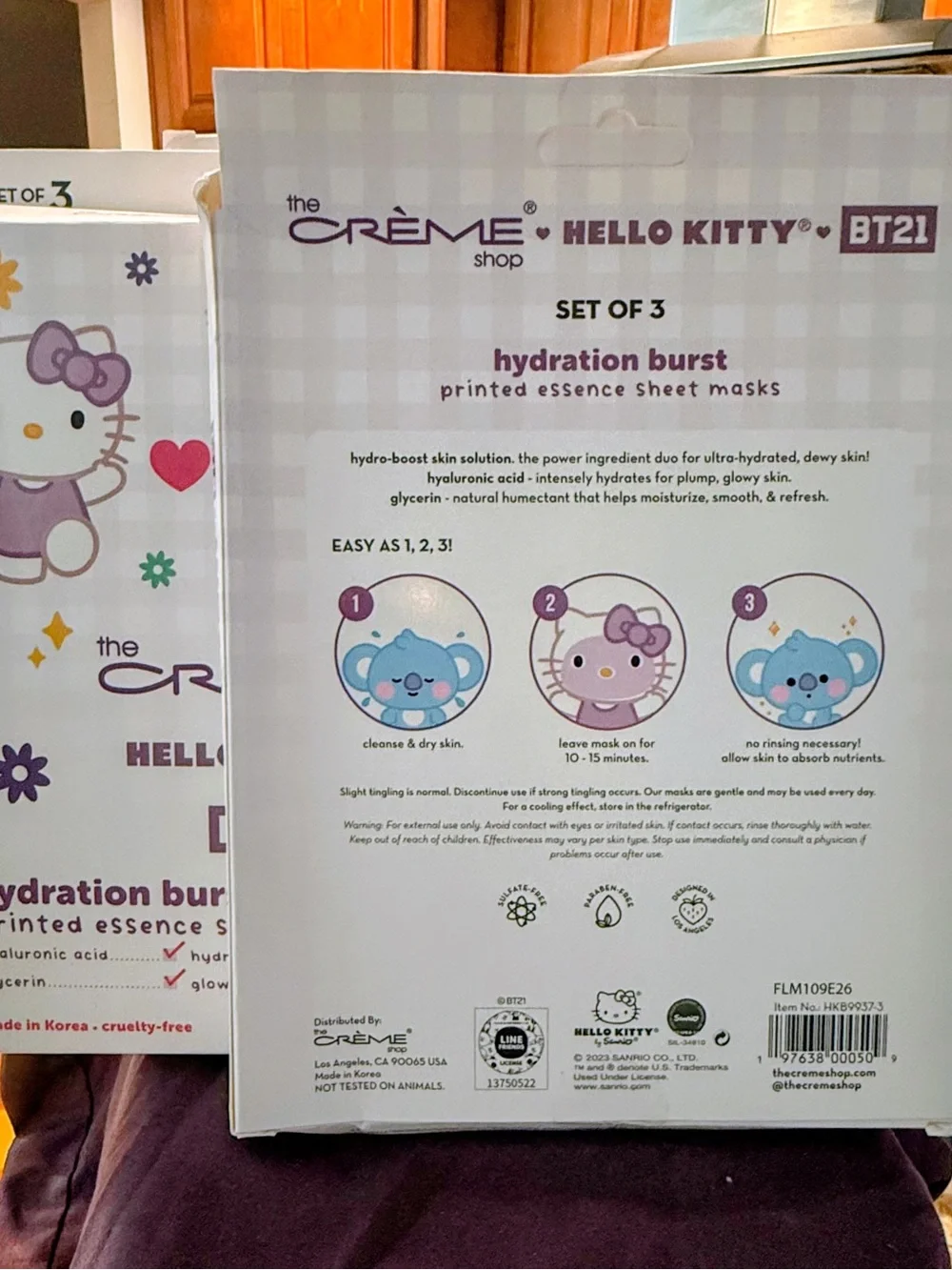 The Crème Shop Hello Kitty Hydration Burst Sheet Masks - Purple (Set of 3)